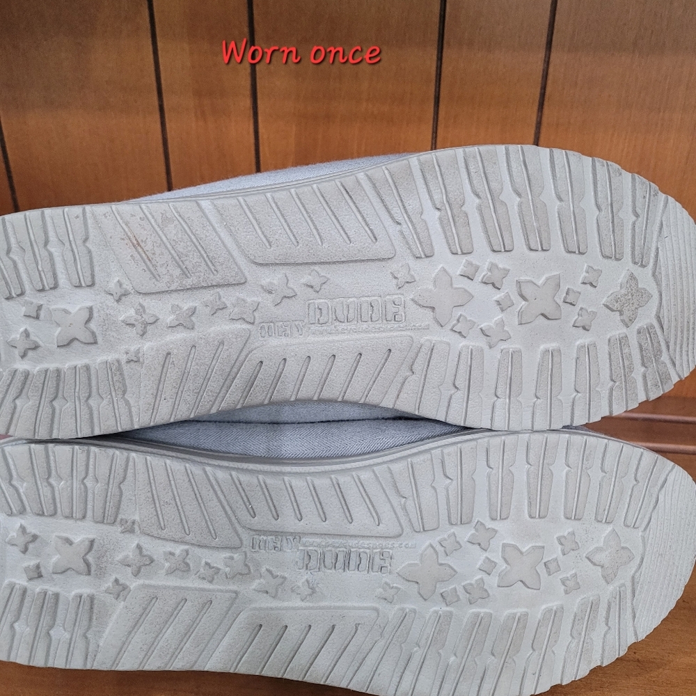 Hey Dude Mens Wally Herringbone Grey Faux Sherpa Casual Slip On Shoes Size 12 - Picture 2 of 4